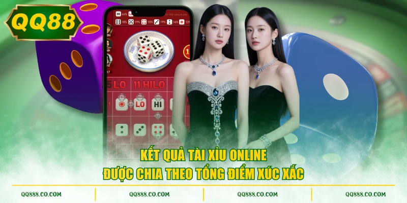 Kết quả Tài Xỉu Online được chia theo tổng điểm xúc xắc