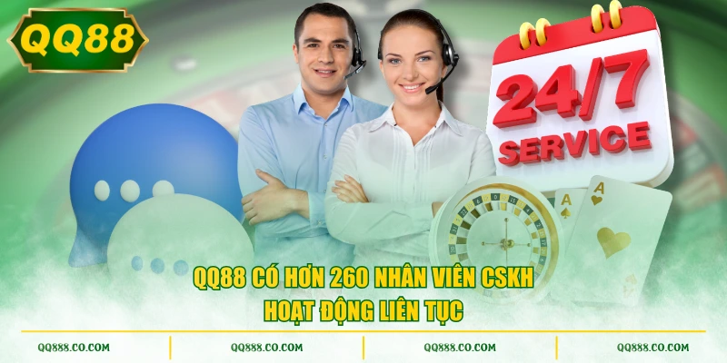 QQ88 có hơn 260 nhân viên CSKH hoạt động liên tục
